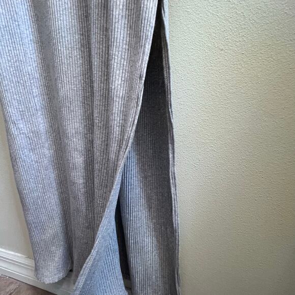 Aerie Always and Forever Real Squared Neck Knit Long Sleeve Dress Lg Front Slit - Picture 6 of 7